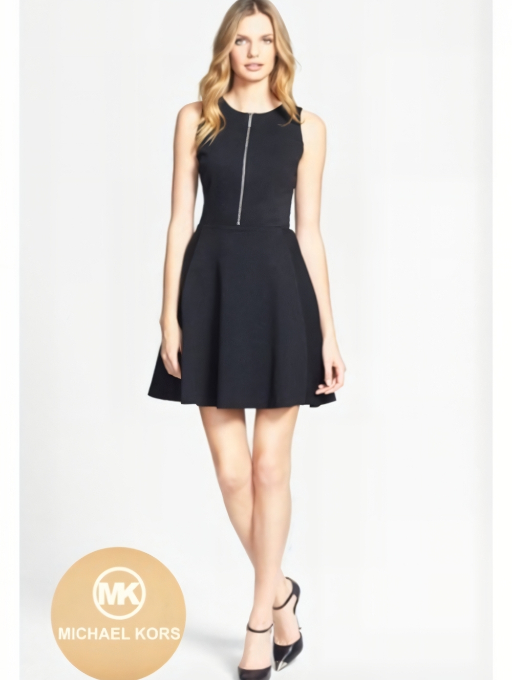 NWT Michael Kors Black Sleeveless Skater Mini Dress Size 12 LBD Graduation Party